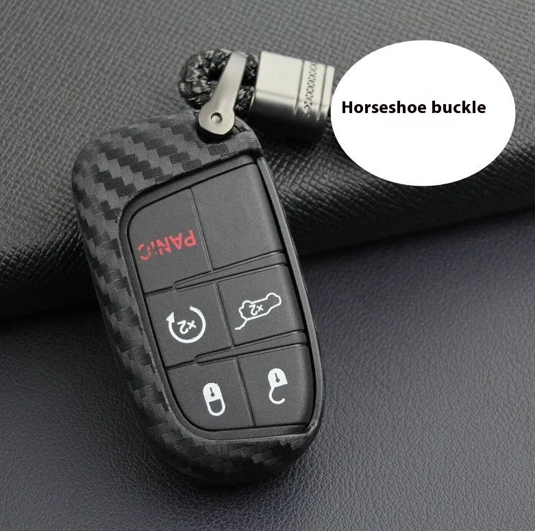 Carbon fibre patterned silicone protective case for Dodge Chrysler Fiat remote car keys.