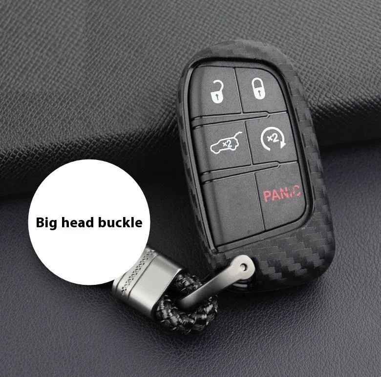 Carbon fibre patterned silicone protective case for Dodge Chrysler Fiat remote car keys.