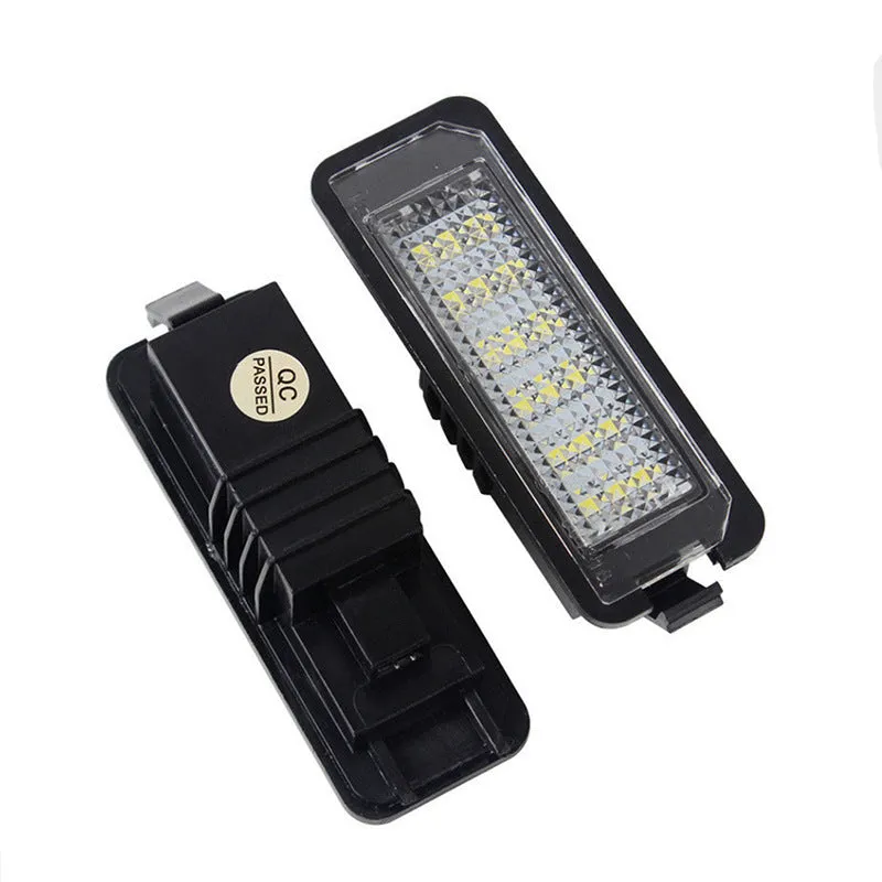 Volkswagen LED licence plate light unit showing 24 SMD 3528 LEDs, for Golf, Polo, Phaeton models.