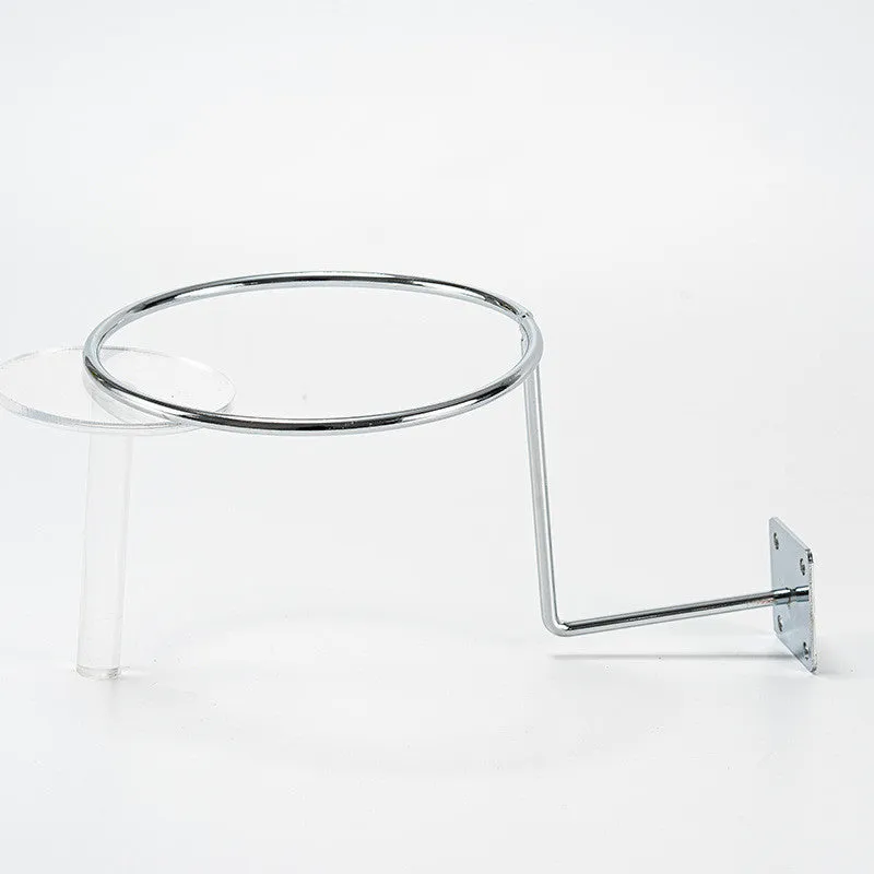 White frame helmet holder wall mounted with a bicycle helmet