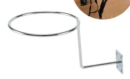 White frame helmet holder wall mounted with a bicycle helmet