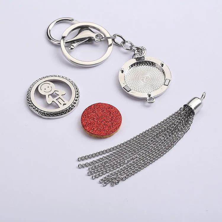 Alloy tassel car pendant fragrance diffuser necklace with multi-colour options on a 50cm chain.
