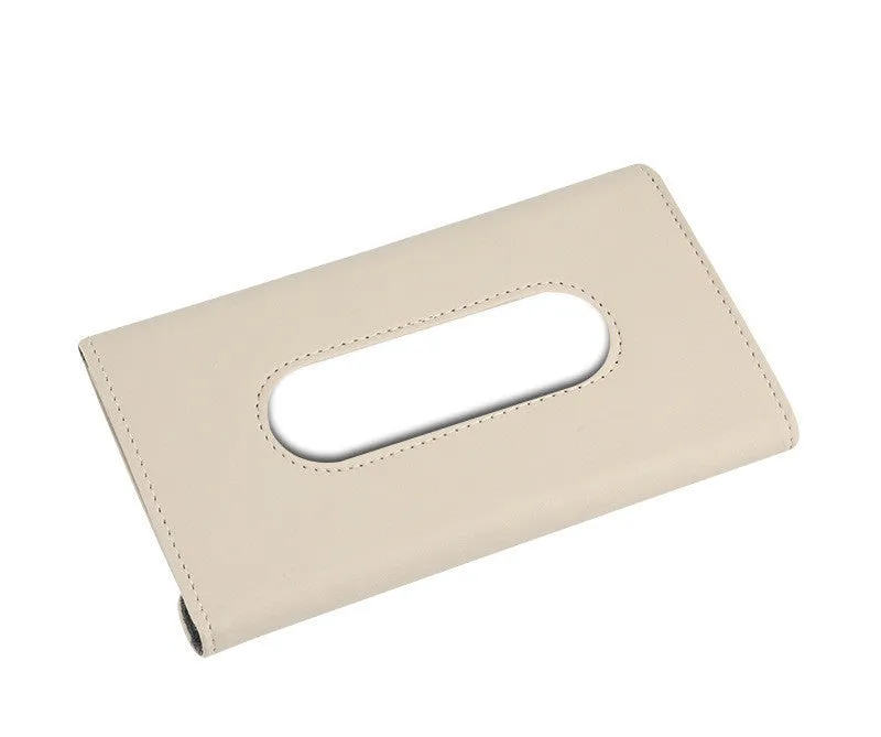 Car tissue hanging holder in PU leather black khaki pink with or without paper towels