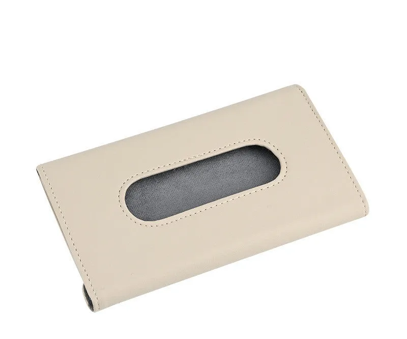 Car tissue hanging holder in PU leather black khaki pink with or without paper towels