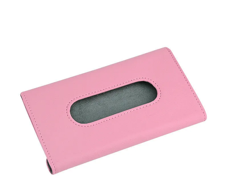 Car tissue hanging holder in PU leather black khaki pink with or without paper towels