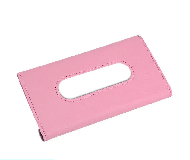 Car tissue hanging holder in PU leather black khaki pink with or without paper towels