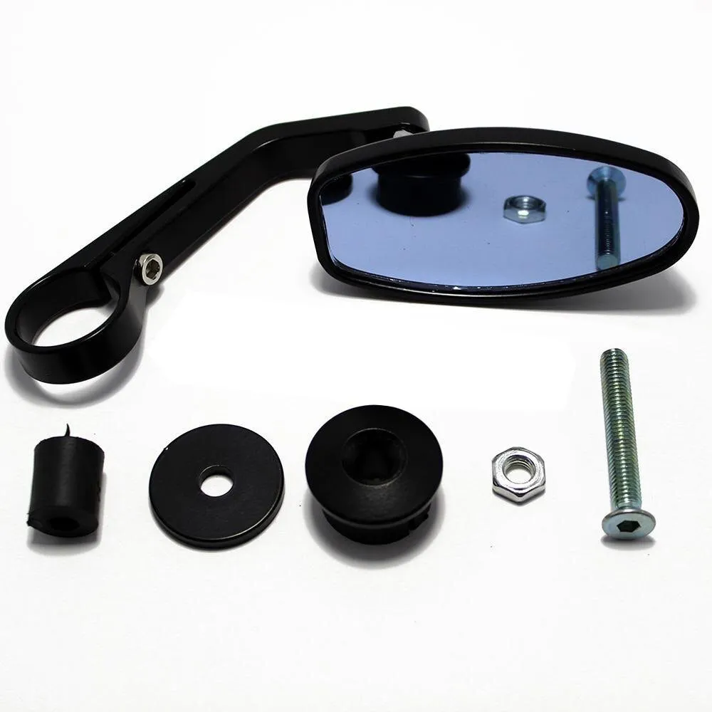 Motorcycle refitting rearview mirror with aluminium alloy body and blue glass on handlebars