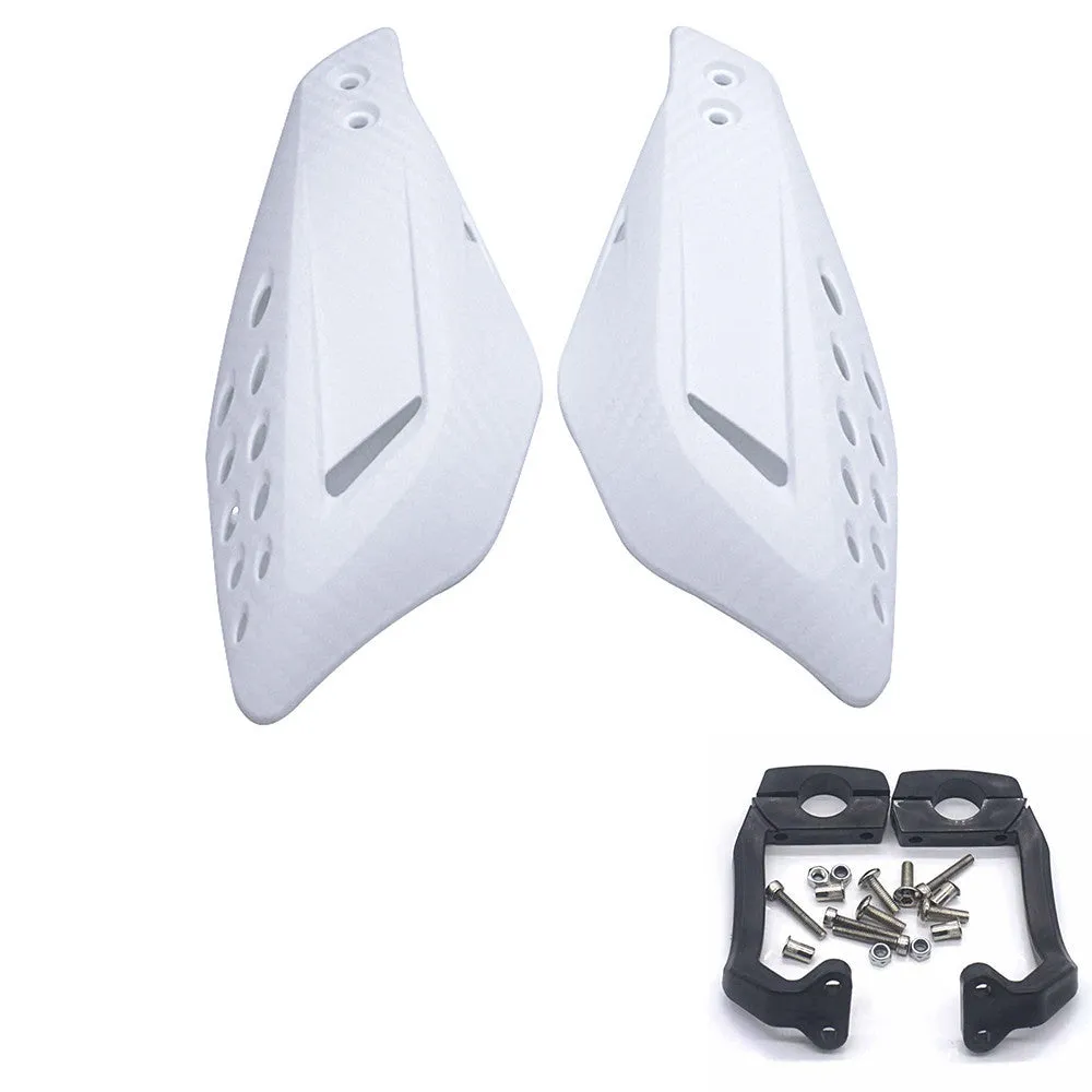 Pair of black ABS plastic motorcycle hand guards for 7/8 inch handlebars with left and right sides visible and screw accessories