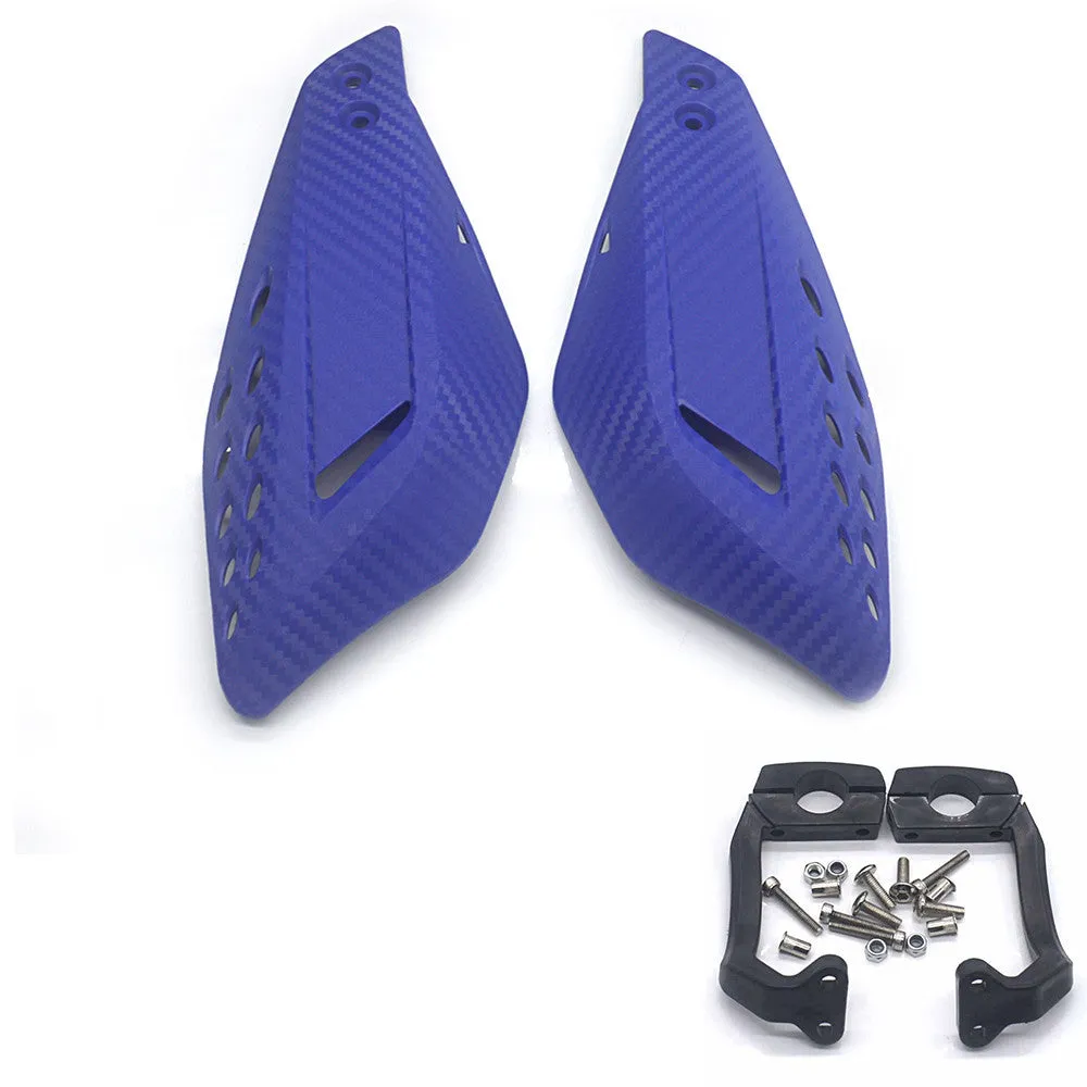 Pair of black ABS plastic motorcycle hand guards for 7/8 inch handlebars with left and right sides visible and screw accessories