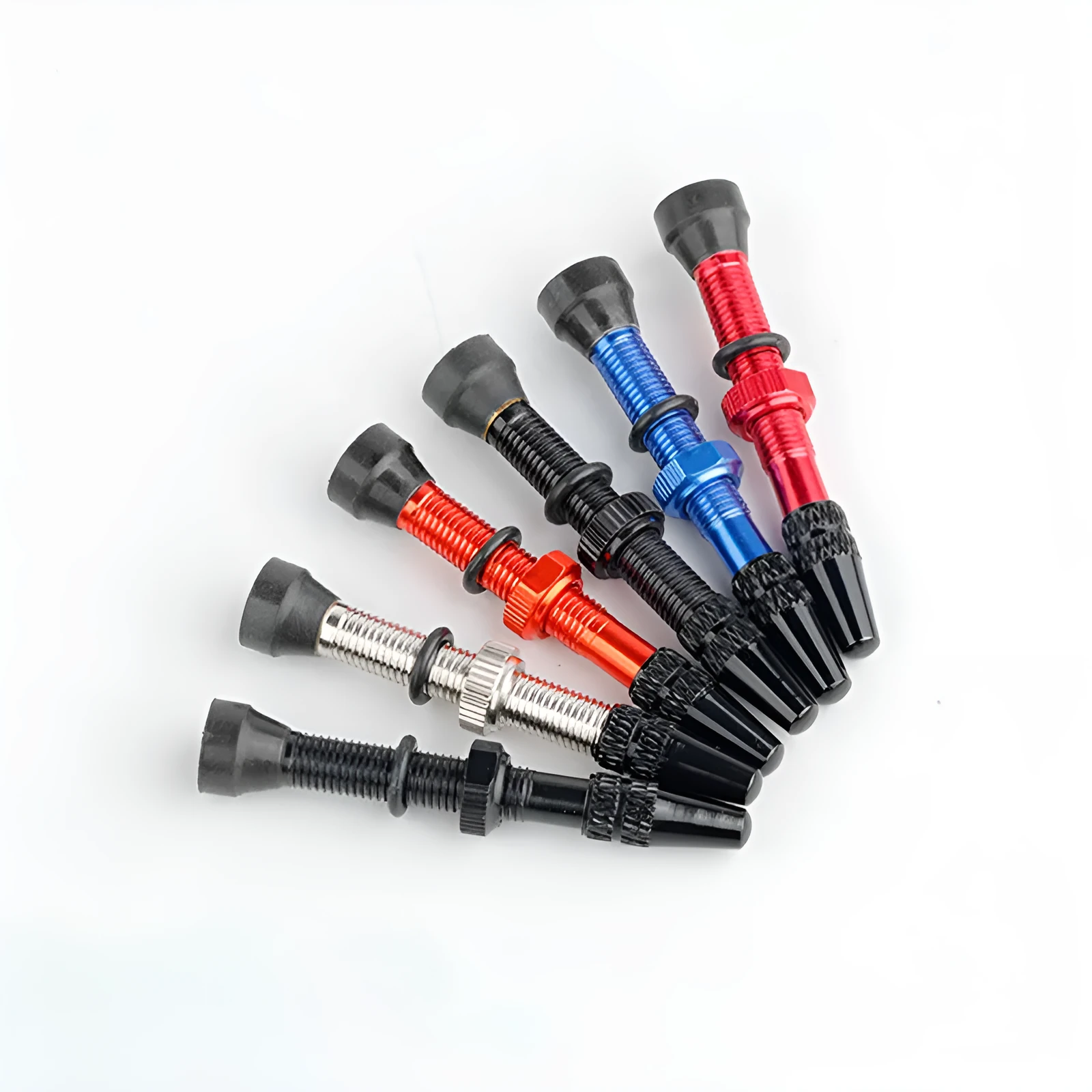 Deemount aluminium tubeless bicycle valve with copper core and alloy cap in black colour