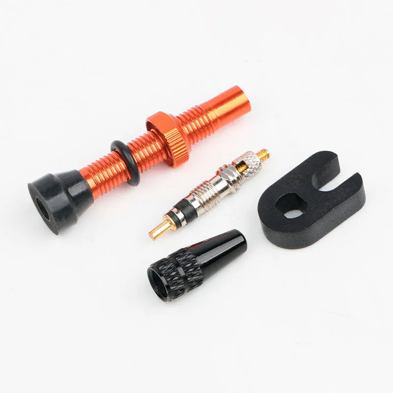 Deemount aluminium tubeless bicycle valve with copper core and alloy cap in black colour