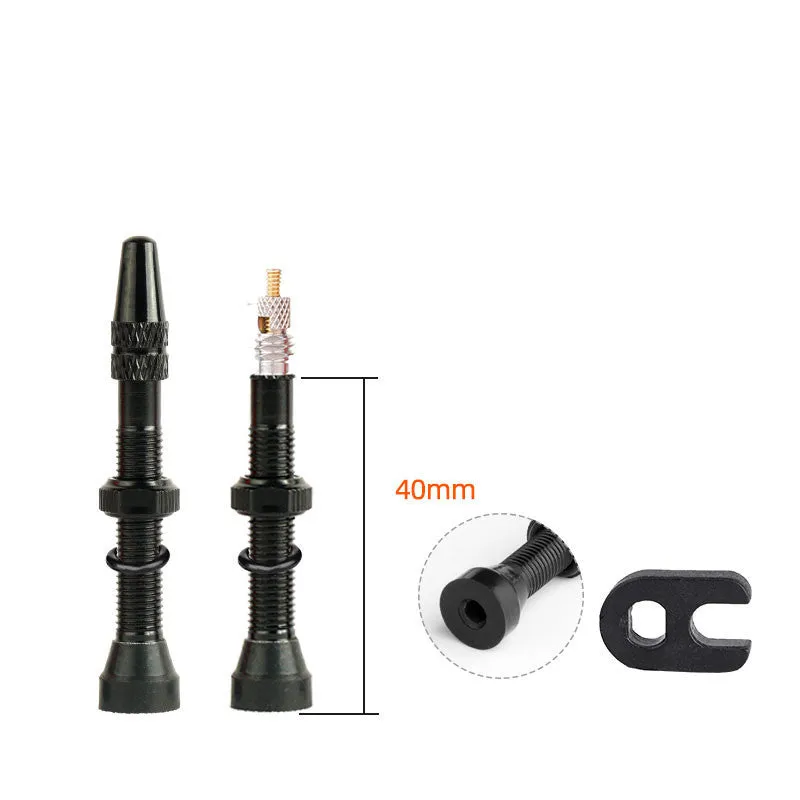 Deemount aluminium tubeless bicycle valve with copper core and alloy cap in black colour