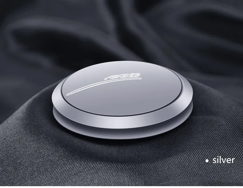 Black car aromatherapy ornament with adjustable perfume diffuser made from aluminium alloy, 59 mm diameter and 19 mm height