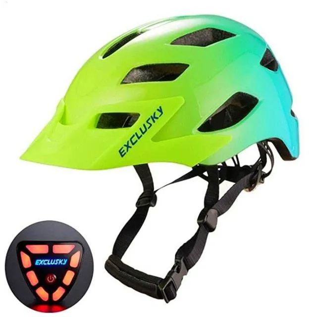 Electric LED cycling helmet with tail light, In-Mold PC shell and EPS liner, available in multiple colours and sizes M/L