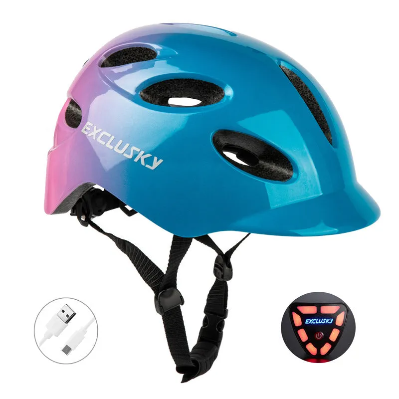 Electric LED cycling helmet with tail light, In-Mold PC shell and EPS liner, available in multiple colours and sizes M/L