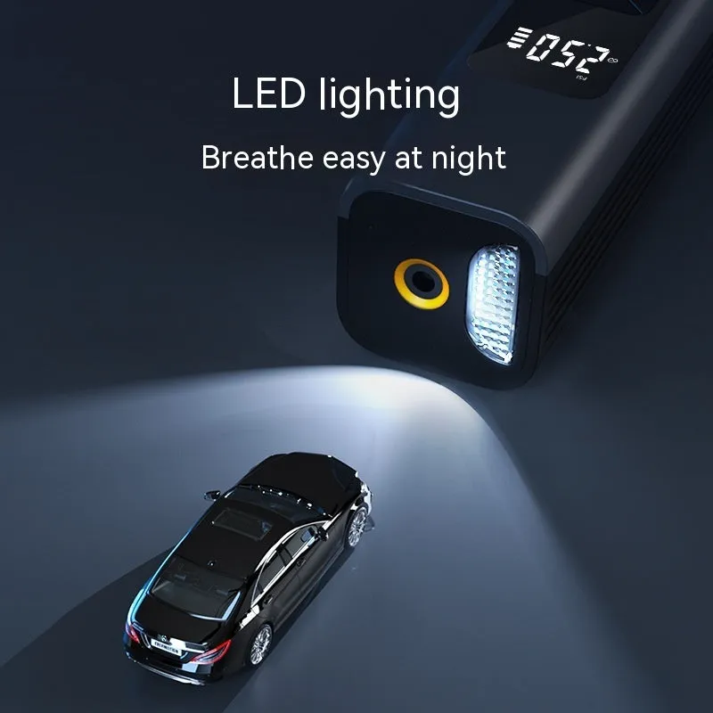 Wireless digital display car air compressor and vacuum cleaner unit with accessories