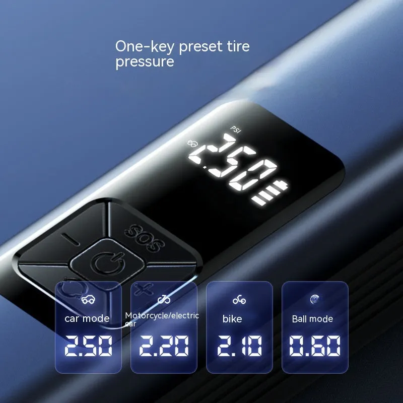 Wireless digital display car air compressor and vacuum cleaner unit with accessories