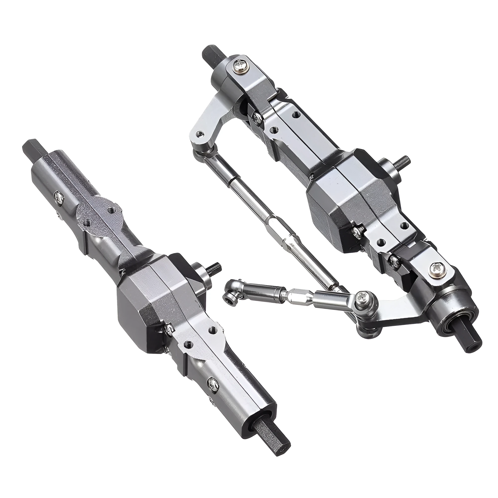 Metal front and rear axle gearbox CNC assembly for RC car in titanium colour