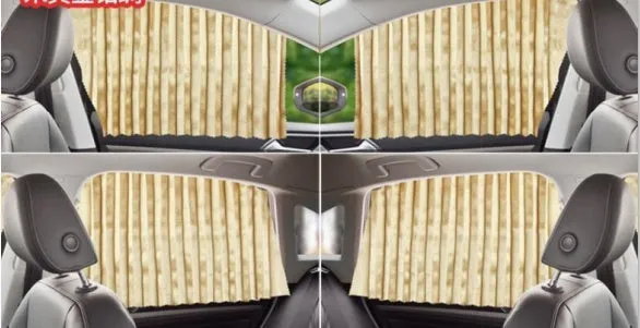 Magnetic car curtain sun shade in black attached to vehicle side window