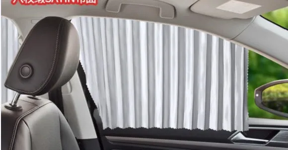 Magnetic car curtain sun shade in black attached to vehicle side window