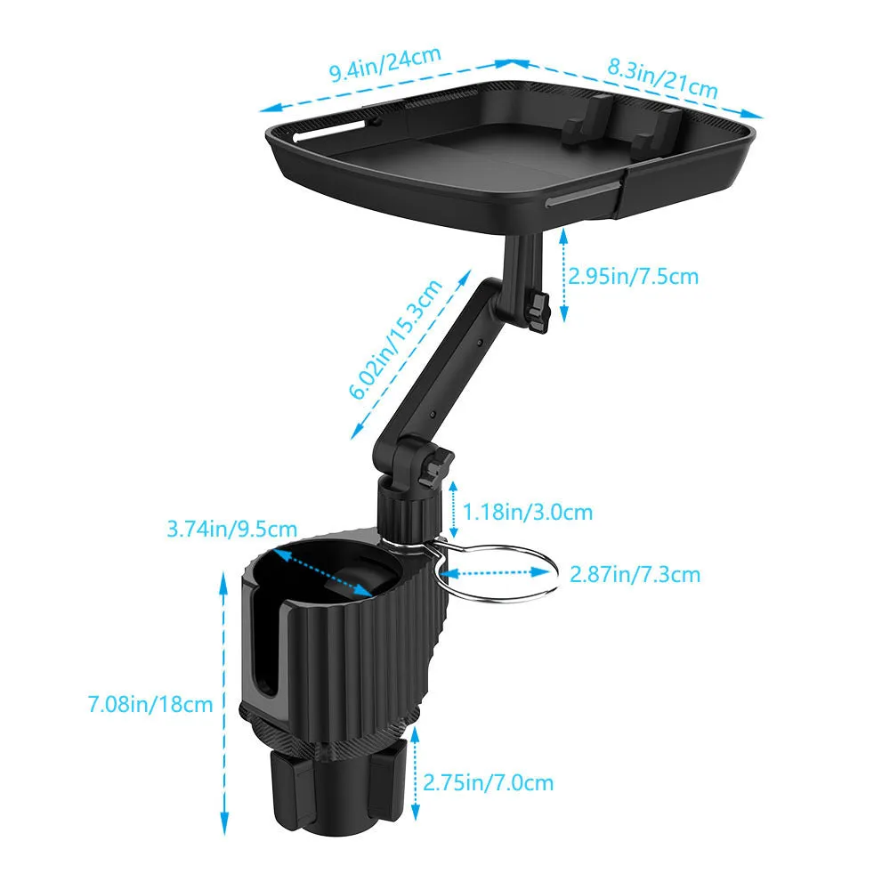 Plastic black vehicle food storage rack installed on car seat middle position with adjustable telescopic section