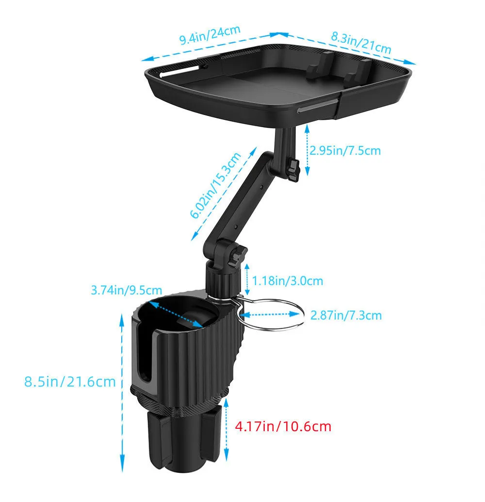 Plastic black vehicle food storage rack installed on car seat middle position with adjustable telescopic section