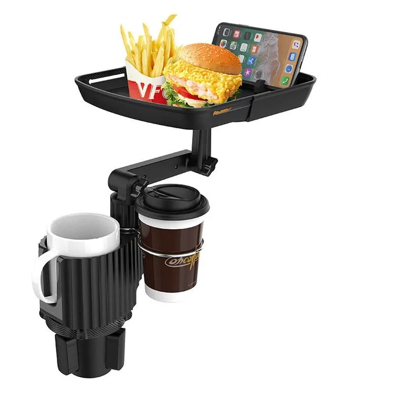 Plastic black vehicle food storage rack installed on car seat middle position with adjustable telescopic section