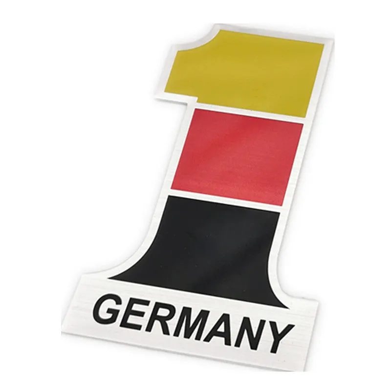 3D metal aluminium alloy national flag car sticker in 12cm x 8cm size, showing raised flag design on car door