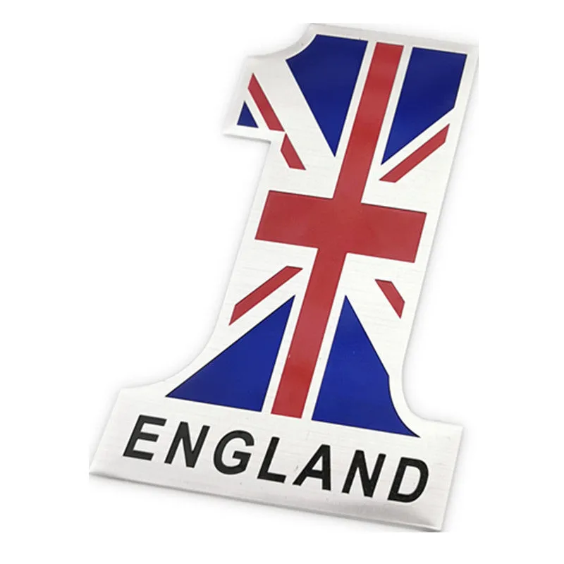 3D metal aluminium alloy national flag car sticker in 12cm x 8cm size, showing raised flag design on car door