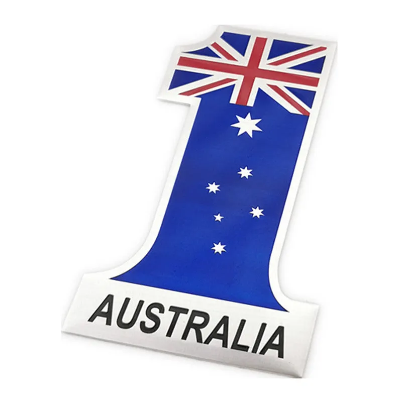 3D metal aluminium alloy national flag car sticker in 12cm x 8cm size, showing raised flag design on car door