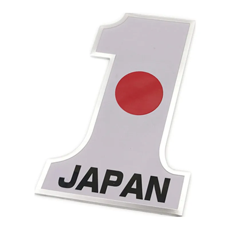 3D metal aluminium alloy national flag car sticker in 12cm x 8cm size, showing raised flag design on car door