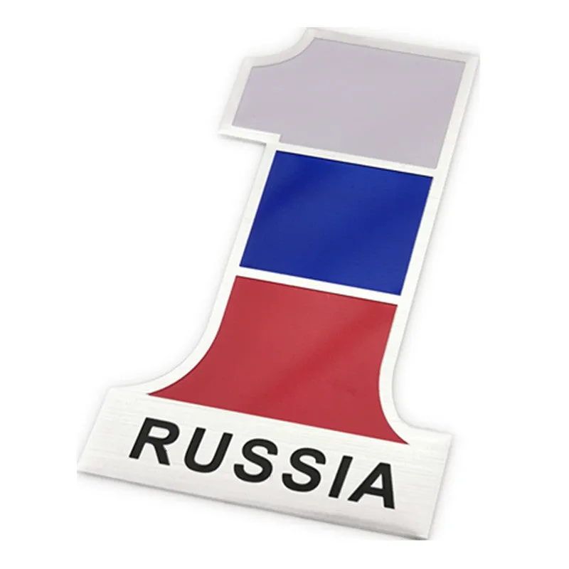3D metal aluminium alloy national flag car sticker in 12cm x 8cm size, showing raised flag design on car door