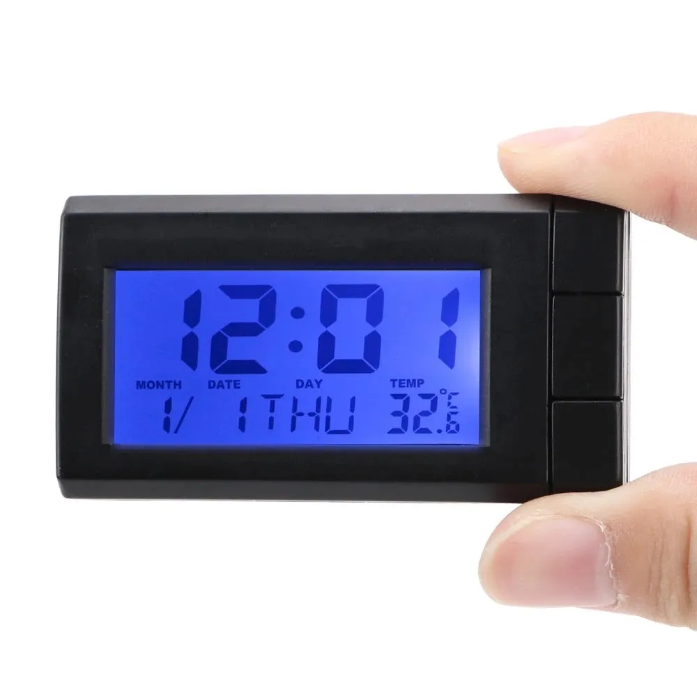 CT66 multifunction car digital clock with blue backlight, 72 x 16.6 x 39mm size