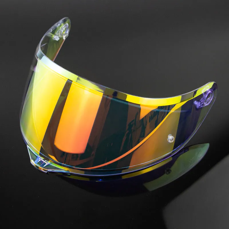 Motorcycle helmet lens with anti-fog film buckle, Transparent Revo Blue finish