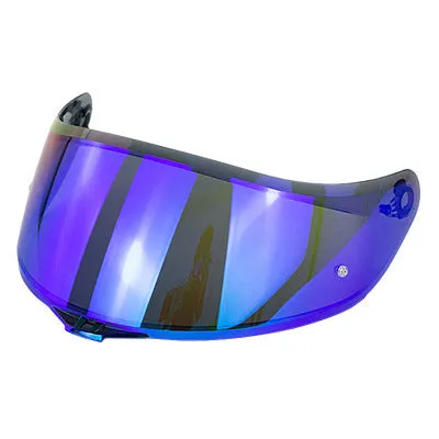 Motorcycle helmet lens with anti-fog film buckle, Transparent Revo Blue finish