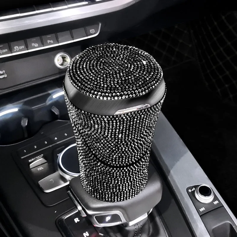 Creative diamond car ashtray in plastic with multiple colour options, 13x8.5x8.5cm, for in-car use