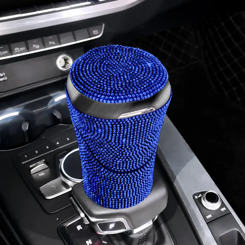 Creative diamond car ashtray in plastic with multiple colour options, 13x8.5x8.5cm, for in-car use