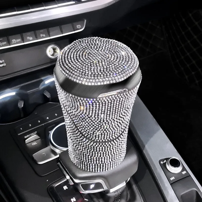 Creative diamond car ashtray in plastic with multiple colour options, 13x8.5x8.5cm, for in-car use