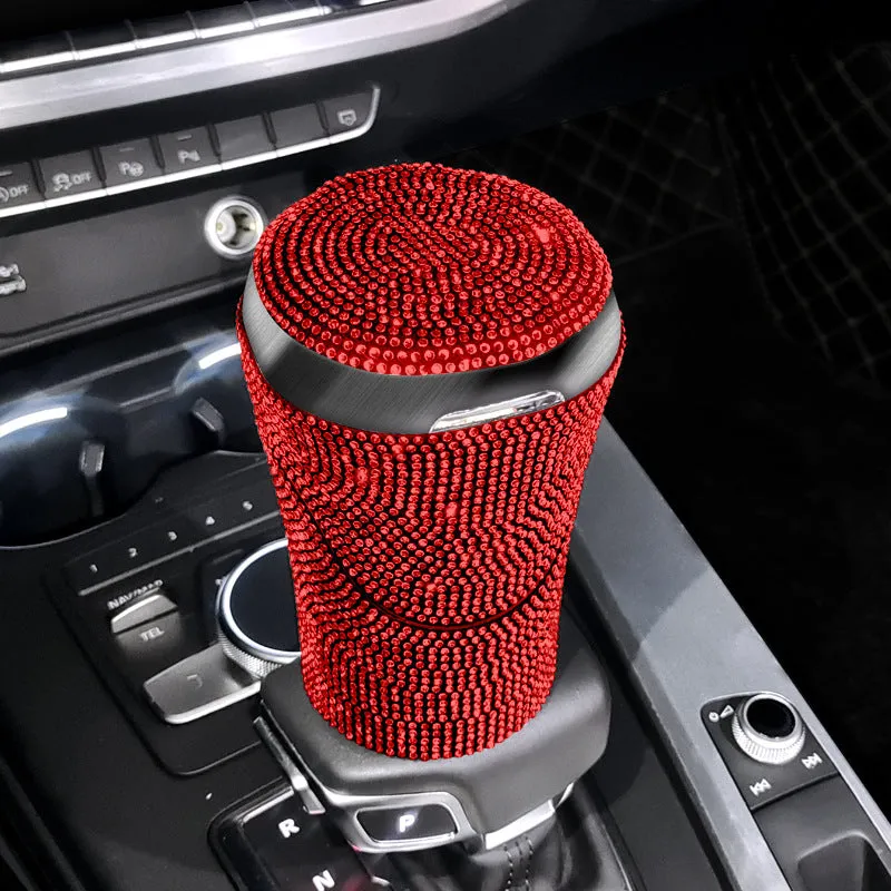 Creative diamond car ashtray in plastic with multiple colour options, 13x8.5x8.5cm, for in-car use