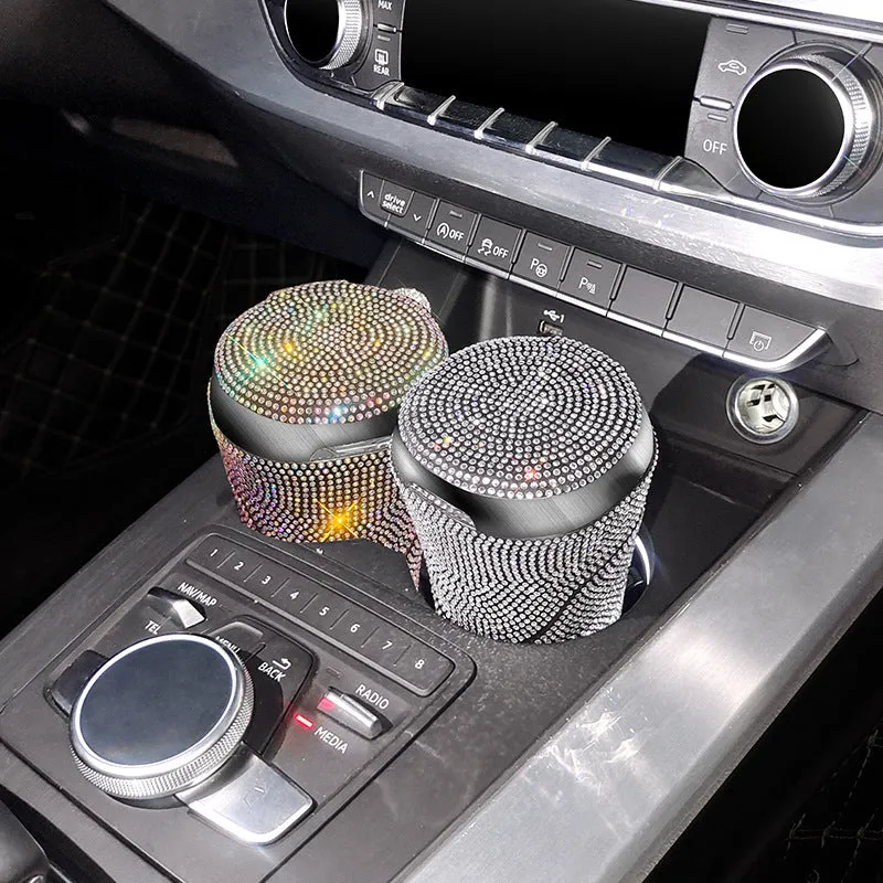 Creative diamond car ashtray in plastic with multiple colour options, 13x8.5x8.5cm, for in-car use