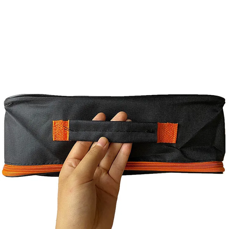 Car portable Oxford cloth vacuum cleaner storage bag in orange black with silk screen print, three sizes available