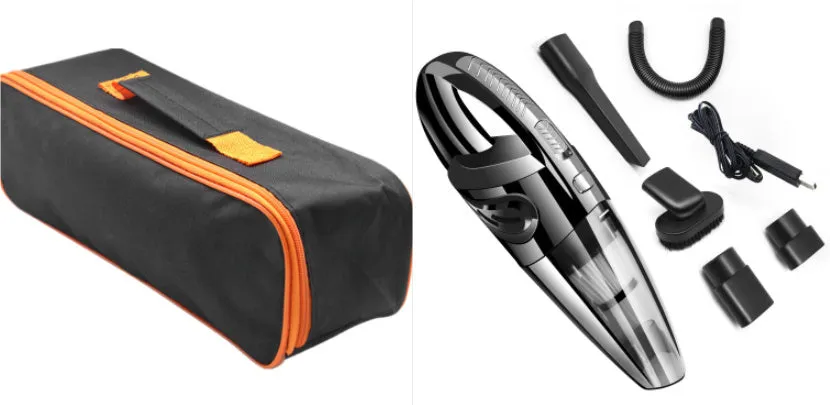 Car portable Oxford cloth vacuum cleaner storage bag in orange black with silk screen print, three sizes available