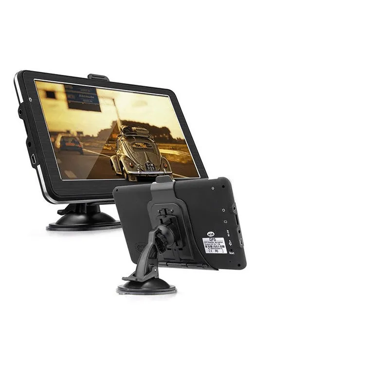7-inch HD GPS navigator with visual reversing radar display on a car dashboard