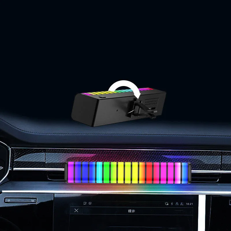 Voice-activated rhythm car mood light in bright colour, ABS strip design for air outlet USB power