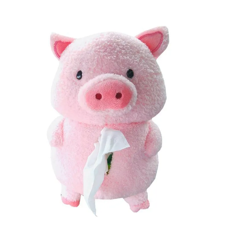 Plush car tissue box with cartoon lamb design for vehicle and home decoration