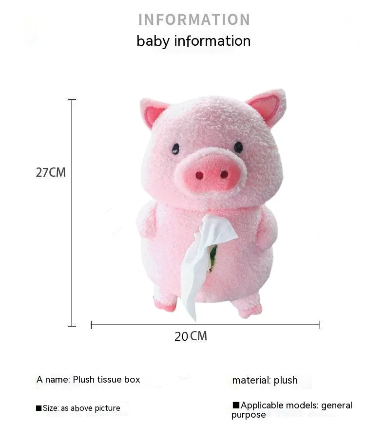Plush car tissue box with cartoon lamb design for vehicle and home decoration