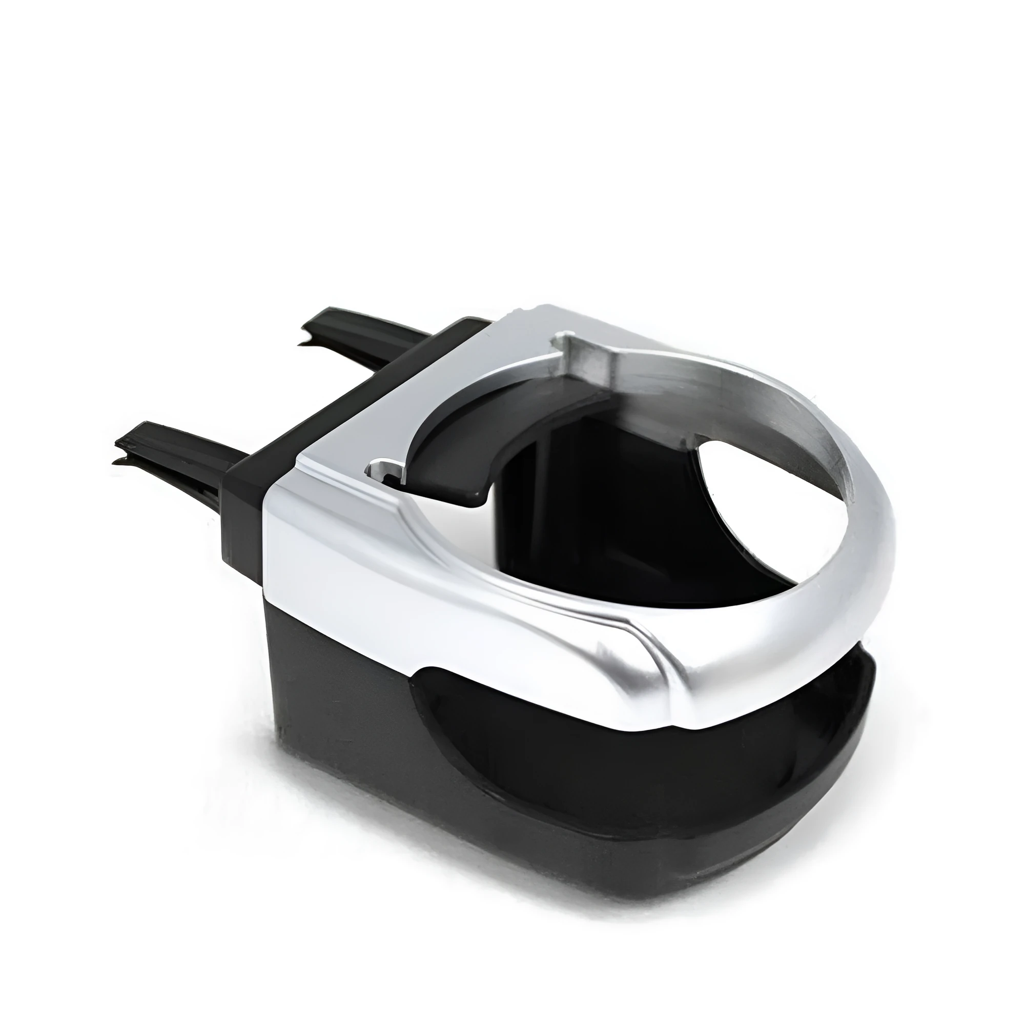 Aluminum alloy car water cup holder clipped onto vehicle air outlet, black colour, with a drink can