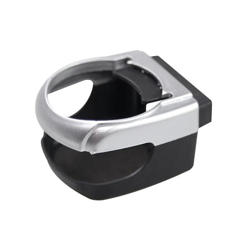 Aluminum alloy car water cup holder clipped onto vehicle air outlet, black colour, with a drink can