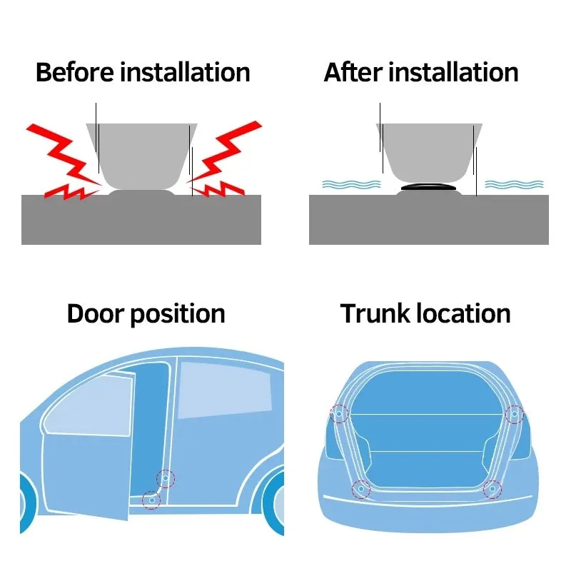 Black rubber car body sound insulation damping gasket with double-sided tape, approximately 2.8cm diameter