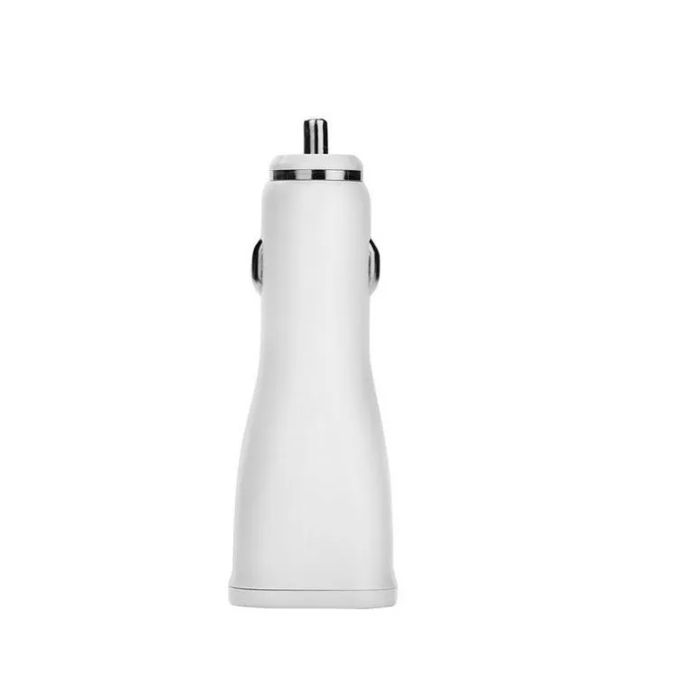 White single-port USB car fast charger with QC2.0 certification, compact rectangular design